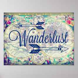 Wanderlust Vintage Karta Travel Poster Wall Art