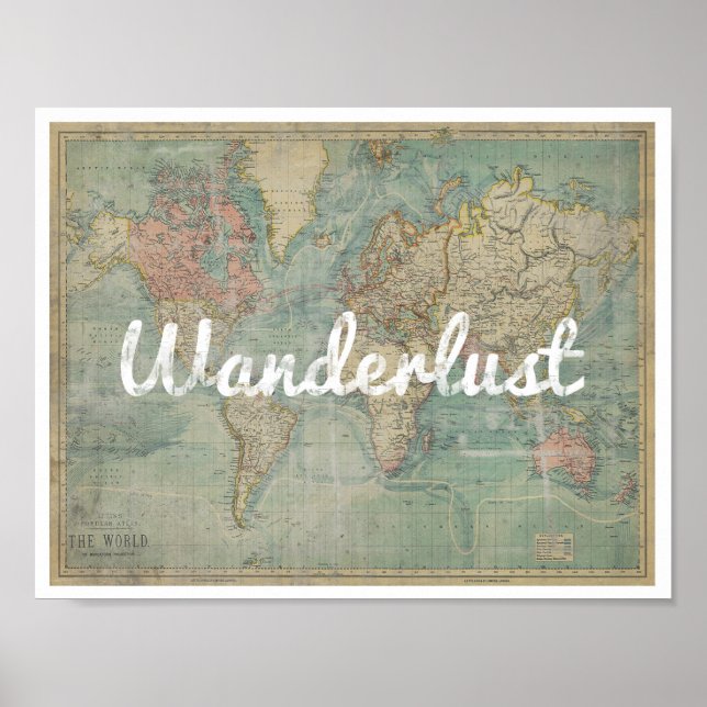 Wanderlust Vintage map Poster (Framsidan)