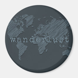 Wanderlust World Map | Gunmetal Grått Magnet