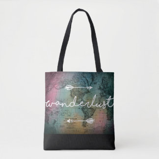 Wanderlust World Map Tote Bag Tygkasse