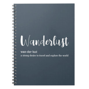 Wanderlustdefinition vit grått blue färg anteckningsbok