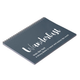 Wanderlustdefinition vit grått blue färg anteckningsbok