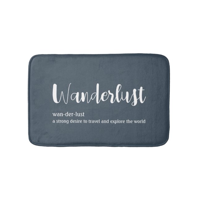Wanderlustdefinition vit grått blue färg badrumsmatta (Framsidan)