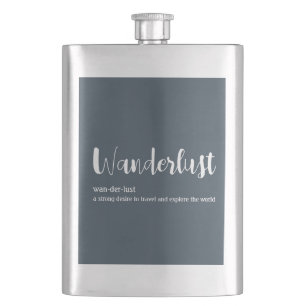 Wanderlustdefinition vit grått blue färg fickplunta