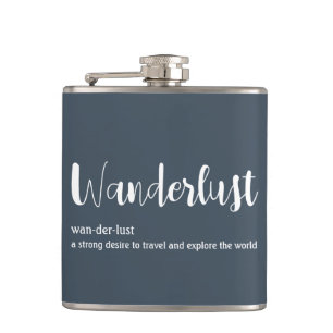 Wanderlustdefinition vit grått blue färg fickplunta