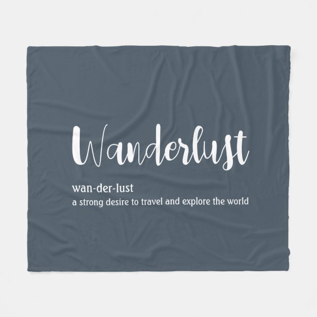 Wanderlustdefinition vit grått blue färg fleecefilt (Framsidan (Horisontell))