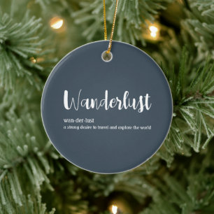 Wanderlustdefinition vit grått blue färg julgransprydnad keramik