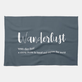 Wanderlustdefinition vit grått blue färg kökshandduk