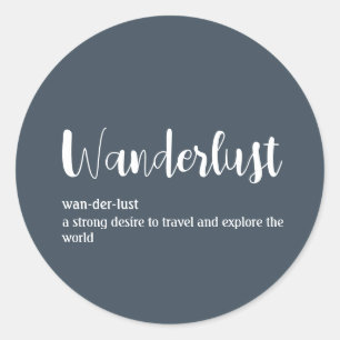 Wanderlustdefinition vit grått blue färg runt klistermärke