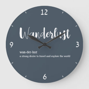 Wanderlustdefinition vit grått blue färg stor klocka