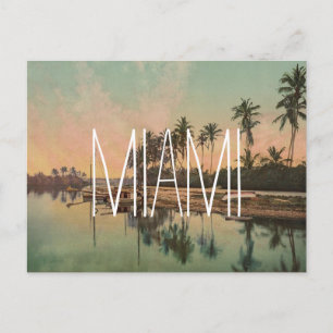 Wanderlusten för det vintageMiami Beach fotoet Vykort