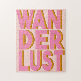 Wanderlusten Typography Wall Art Poster i Rosa Pussel