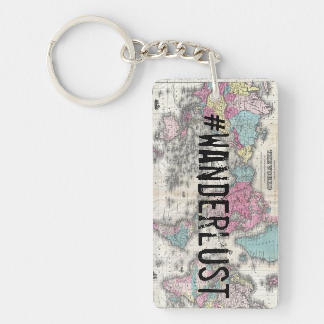Wanderlustkartakeychain Nyckelring (Framsidan)