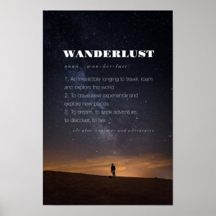 Wanderlustorddefinitionen reser affischen poster