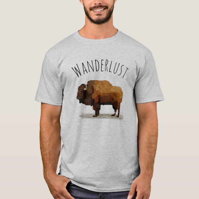 WANDERLUSTT-tröja: Amerikanbuffel (Bison) Tee (Framsida)