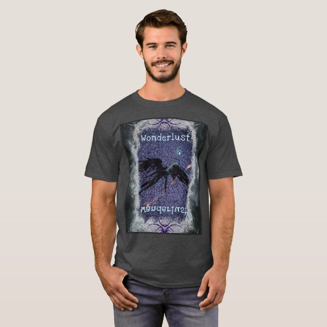 WanderlustWonderlust vingade figur i rymden T Shirt (Hel framsida)