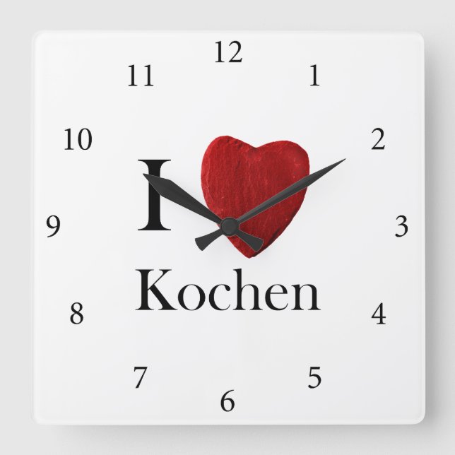 Wanduhr Ich Liebe Kochen Fyrkantig Klocka (Framsida)