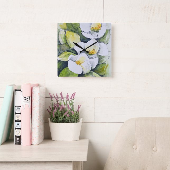 Wanduhr_Magnolie Fyrkantig Klocka (Läsesal)