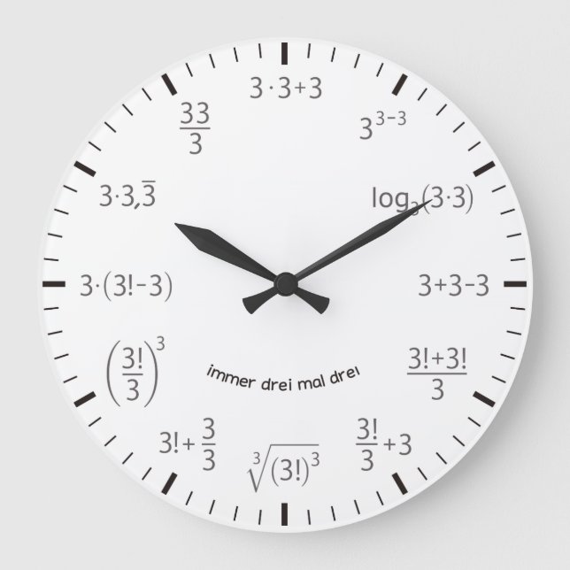 Wanduhr Mathe Uhr 3 x 3 Drei mal Drei Stor Klocka (Framsida)