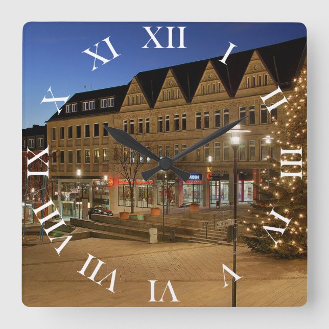 Wanduhr Siegerland, Stadt Siegen Marktplatz Fyrkantig Klocka (Framsida)