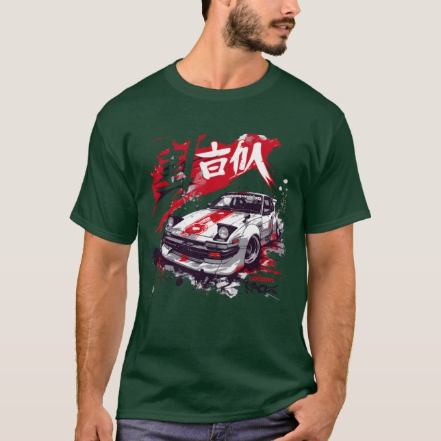 Wangan JDM Japanese Sports Caruning girl funny fri T Shirt (Framsida)