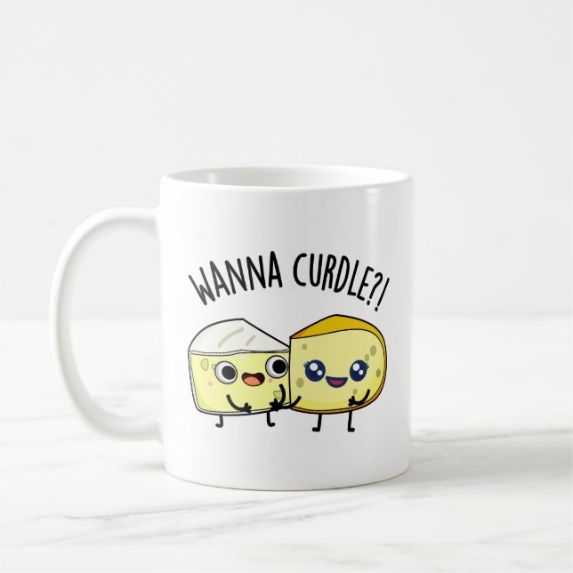 Wanna Curdle Funny Cheese Puns Kaffemugg (Vänster)