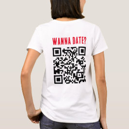 Wanna Date Qr Code Funny Red Black T Shirt