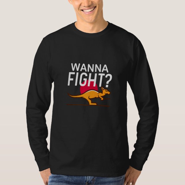 Wanna Fight Kangaroo i Australien T Shirt (Framsida)