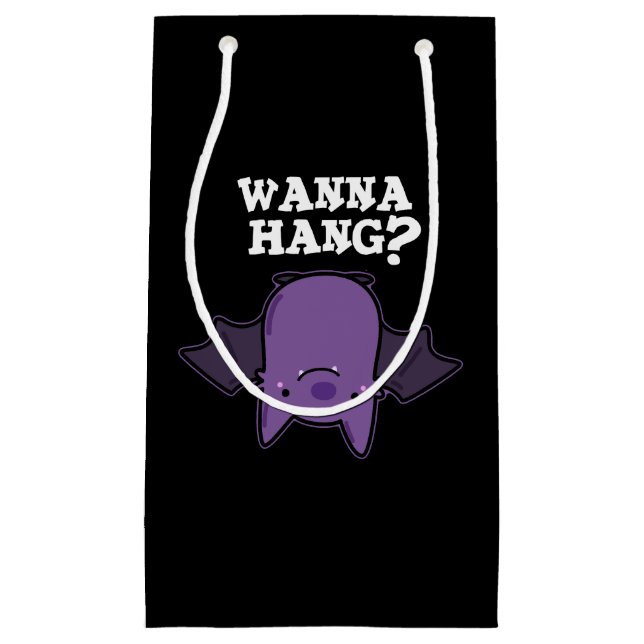 Wanna hang Funny Animal Fladdermus Pun Mörk BG (Framsidan)