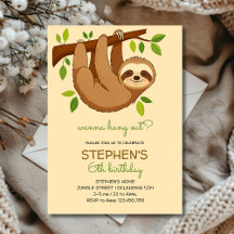 Wanna hang out? sloth kids birthday