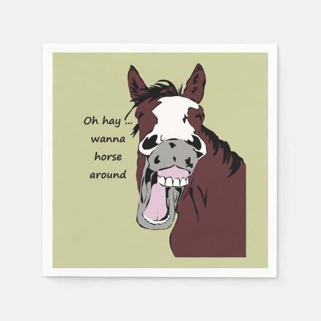 Wanna Horse Around Funny Horse Quote eller Say Pappersservett (Framsidan)