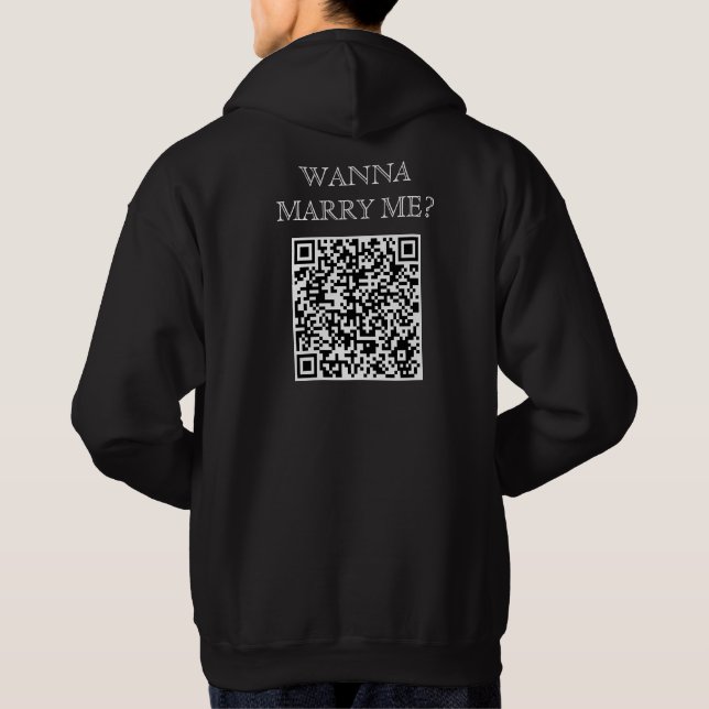 Wanna Marry Me QR-kod på baksidan - Frieri Hoodie (Baksida)