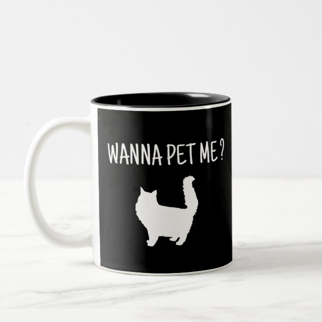 Wanna Pet Me Cat Två-Tonad Mugg (Vänster)