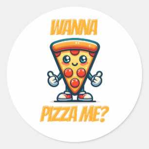 Wanna Pizza Me   Funny Food Pun Runt Klistermärke