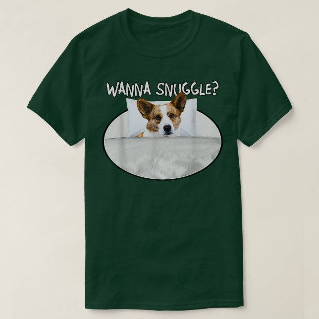 Wanna Snuggle Cardigan Welsh Corgi T Shirt (Design framsida)