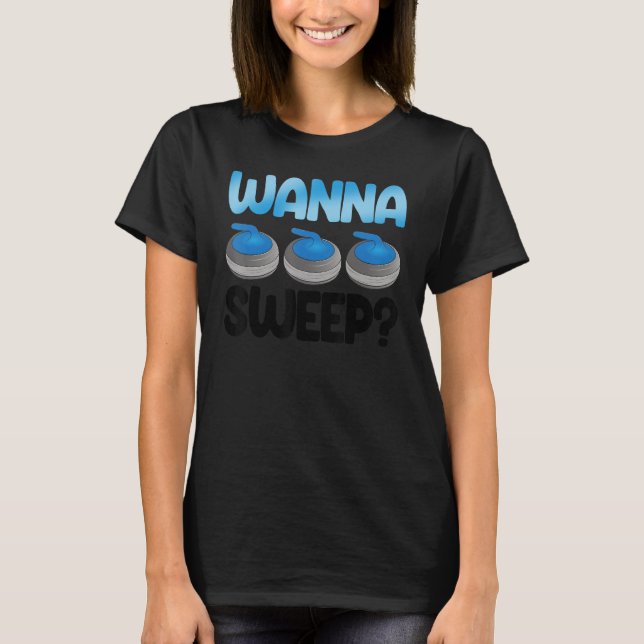 Wanna Sweep Curling Men World's Greatest Curling D T Shirt (Framsida)
