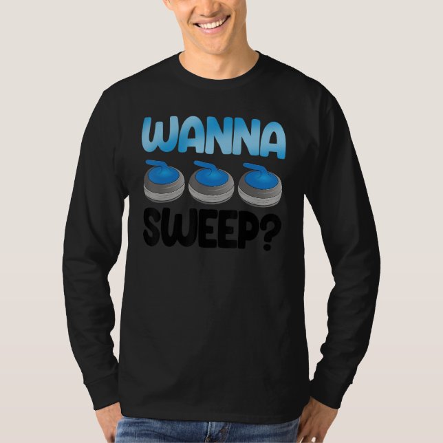 Wanna Sweep Curling Men World's Greatest Curling D T Shirt (Framsida)