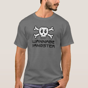 Wannabe Gangster Skull och Kor Bone Ord design T Shirt