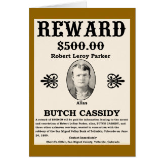 Wanted Butch Cassidy Hälsningskort
