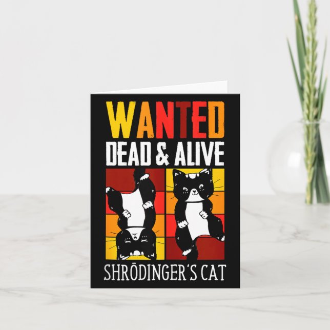 Wanted Dead And Alive Schrodinger's Cat Funny Phys Kort (Framsida)