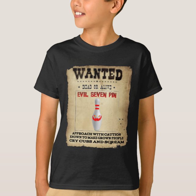Wanted Evil Seven Pin Bowlers Womens Manar Funny B T Shirt (Framsida)