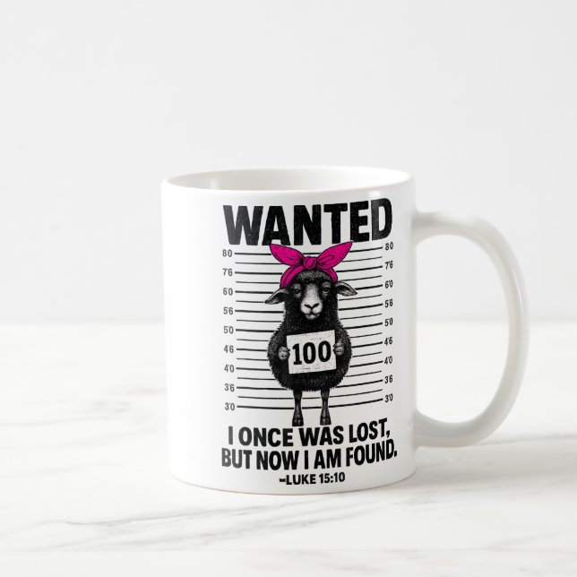 Wanted I Once Was Lost Funny Sheep Quotes Jesus Ch Kaffemugg (Höger)