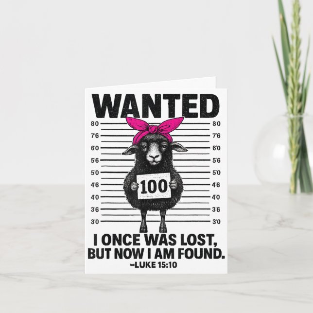 Wanted I Once Was Lost Funny Sheep Quotes Jesus Ch Kort (Framsida)