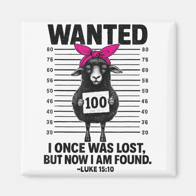 Wanted I Once Was Lost Funny Sheep Quotes Jesus Ch Magnet (Framsidan)
