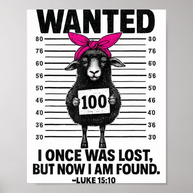 Wanted I Once Was Lost Funny Sheep Quotes Jesus Ch Poster (Framsidan)