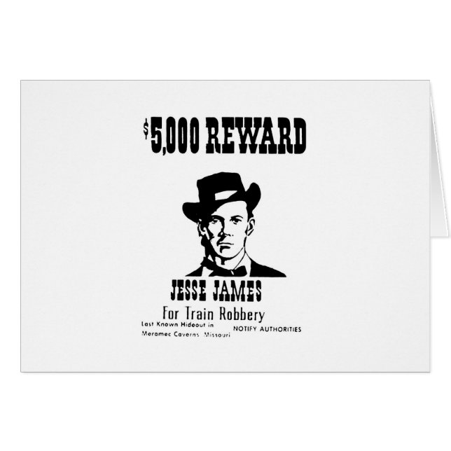 Wanted Jesse James Hälsningskort (Framsidan Horizontal)