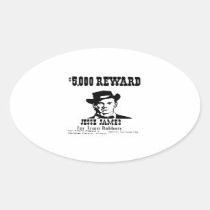 Wanted Jesse James Ovalt Klistermärke