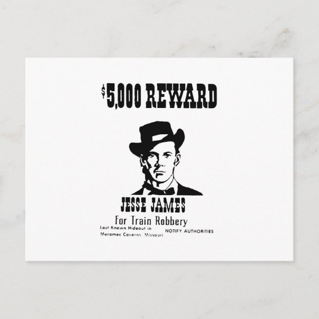 Wanted Jesse James Vykort (Framsida)