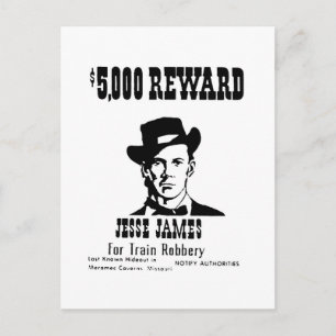 Wanted Jesse James Vykort