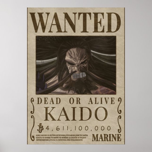 Wanted KAIDO kaido bounty Poster (Framsidan)
